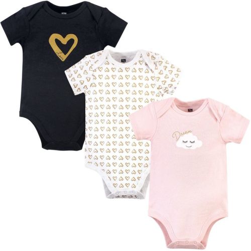 Hudson Baby Infant Girl Cotton Bodysuits 3pk, Dream Love, 6-9 Months