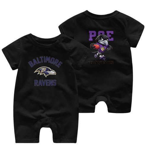 Ravens Team fan Apparel T-Shirt Logo Newborn Baby short sleeve jumpsuit Game Day T-Shirt Gift Unisex