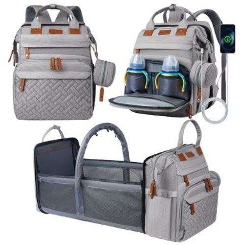 BabyBond Baby Diaper Bags Backpack with Changing Station Waterproof Diaper Backpack with USB Charging Port,Large Diaper Bag for Moms Dads