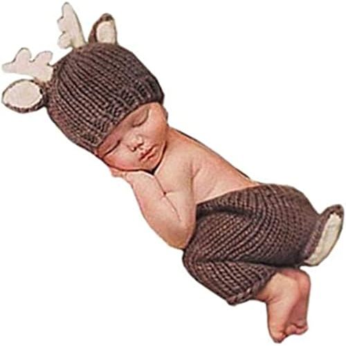 Newborn Baby Boy Girl Photography Props Outfits Lovely Deer Hat Pant
