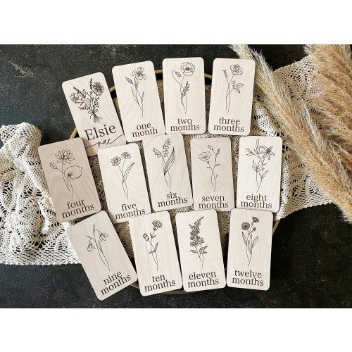 Baby Monthly Milestone Card, Photo Floral Milestone Cards, Girl Milestone Keepsake, Baby Name Wood Sign, Modern Baby Sign, Baby Shower Gift