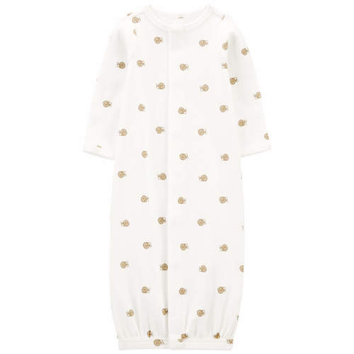 Baby Preemie Snail Cotton Sleeper Gown - NB - Style,Ivory