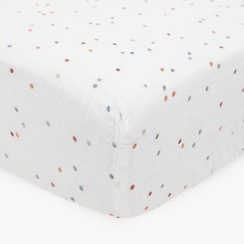 Little Unicorn Premium Crib Sheet | Breathable & Super-Soft Muslin Fabric (Dots)