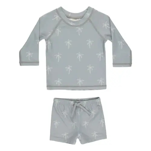 Quincy Mae - Finn T-shirt and Rashguard Short Set - Blue | Smallable