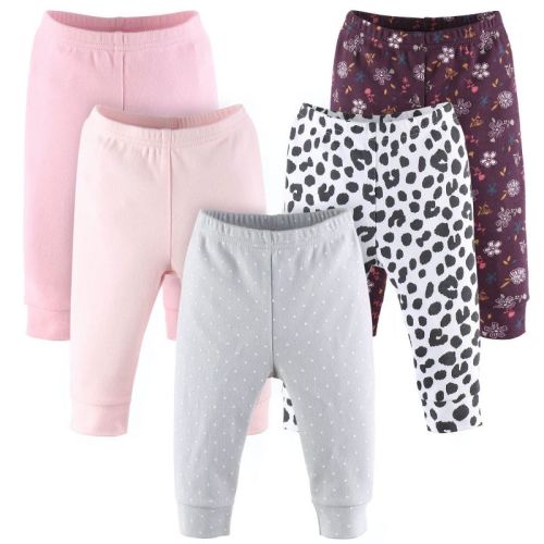 The Peanutshell 5-Pack Baby Pants, Polka Dots and Floral Print, Size: 6-9m