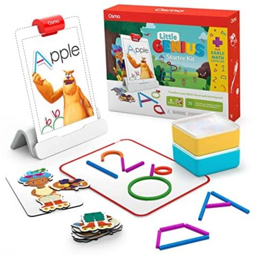 Osmo-Little Genius Starter Kit for iPad + Early Math Adventure-6 Educational Learning Games Ages 3-5-Counting, Shapes,Phonics & Creativity-STEM Toy Gifts-Kids(Osmo iPad Base Included-Amazon Exclusive)