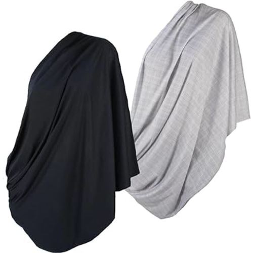 LK Baby Infinity Nursing Scarf Breastfeeding Cover Ultra Soft Premium Jersey Polyester- 100% AZO free and Safe for Baby (2pk Grey/Black)