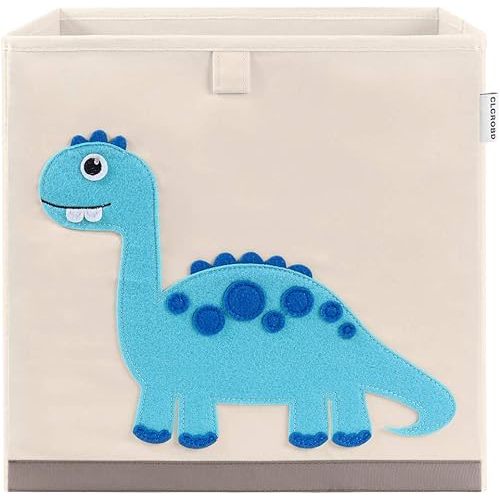 CLCROBD Foldable Animal Cube Storage Bins Fabric Toy Box/Chest/Organizer for Kids Nursery, 13 inch (Dinosaur)