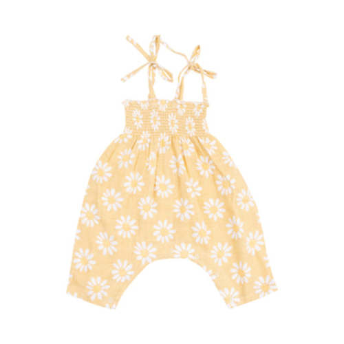 Smocked Romper - Yellow Mod Daisy – Angel Dear