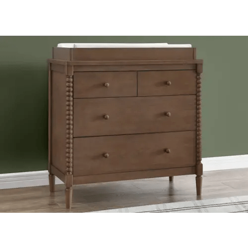 Saint 4 Drawer Dresser with Changing Top and Interlocking Drawers - Teak Brown