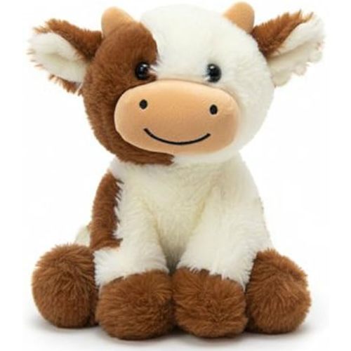 Cow Stuffed Animal Cute Cow Plush Doll Toy 8 inch for Girls Boys Christmas (zuoniu Brown)