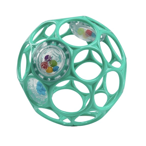Bright Starts Oball Easy-Grasp Rattle BPA-Free Infant Toy in Teal, Age Newborn and up, 4 Inches
