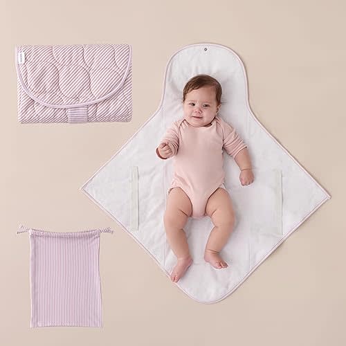 UTEX Baby Portable Changing Pad, Waterproof & Wipeable Diaper Changing Mat with Carrying Bag, Foldable Changing Mat for Travel, Newborn Shower Gifts