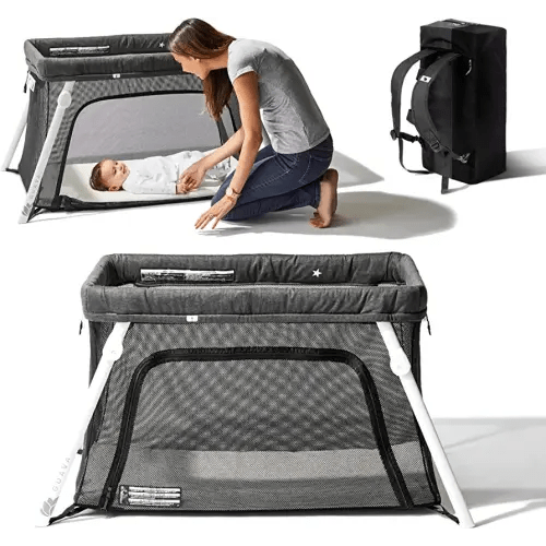 Guava Lotus Travel Crib with Lightweight Backpack Design | Certified Baby Safe Portable Crib | Folding Play Yard with Comfy Mattress | Portable Playpen for Babies & Toddlers | Compact Baby Travel Bed