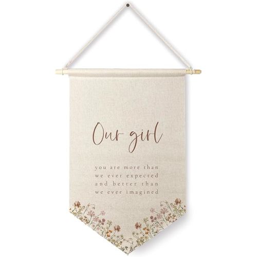 Qpenm Girls Room Decor - Boho Girl Nursery Hanging Pennant Flag, Wall Art Banner - Nursery Wall Decor
