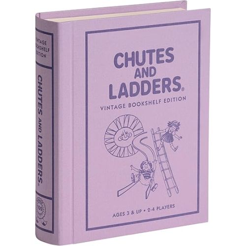 WS Game Company Chutes and Ladders Vintage Bookshelf Edition, Decorative Library Case with Slipcover, Nostalgic 1979 Design, Family Board Games for Collectors & Kids Ages 3+