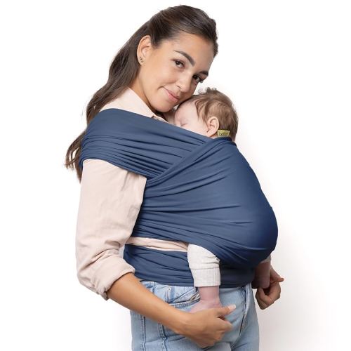 Boba Baby Wrap Carrier – Original Baby Sling Carrier for Newborns (7–35 lbs), Soft, Secure, Hands-Free & Ergonomic, Ideal for Comfortable Bonding, New Parents (Vintage Blue)