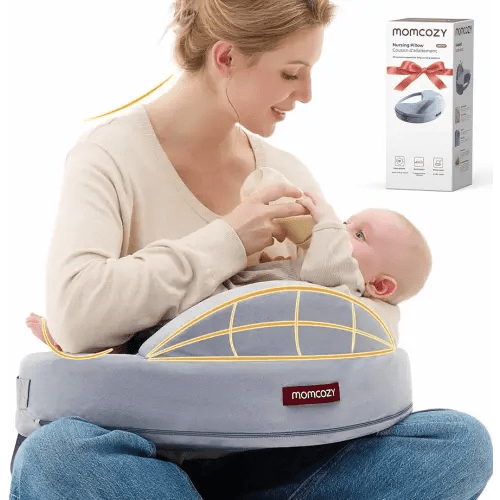 Momcozy Exclusive Memory Foam Nursing Pillow - Pioneering Safety Fence-Plus Size Breastfeeding Pillow for Ergonomic Comfort & Support-Easier and Healthier Nursing - Fit for All, Removable Cover