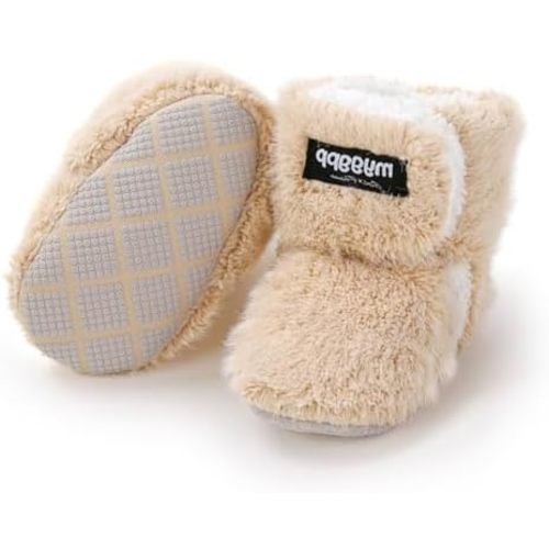 E-FAK Newborn Baby Cozy Fleece Booties with Grippers Winter Slippers Socks Soft Sole Stay On Infant First Walker Crib Shoes