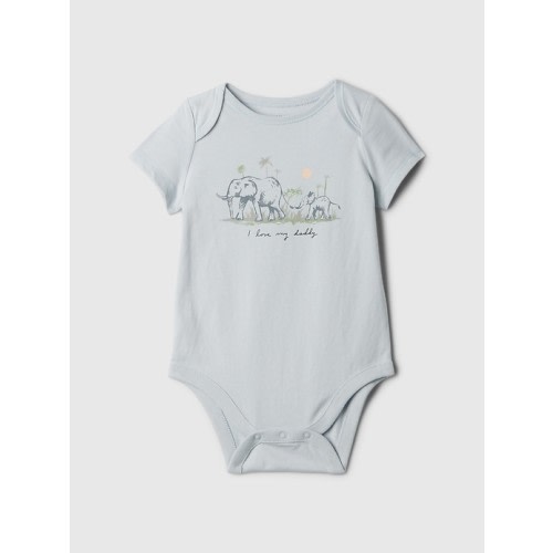 Baby First Favorites Organic Cotton Graphic Bodysuit in blue dad, size: 3-6 M