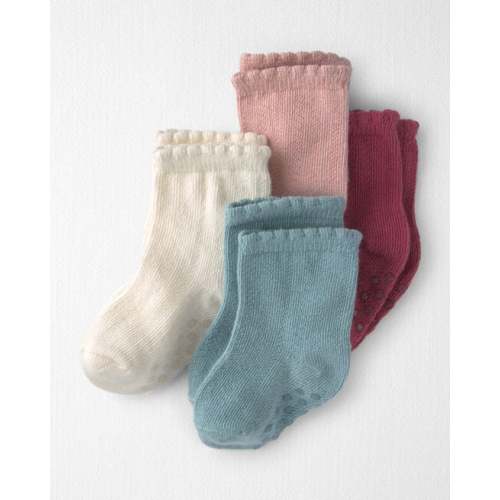 Baby Girl 4-Pack No-Slip Ankle Socks Made with Organic Cotton - Little Planet | Carter's