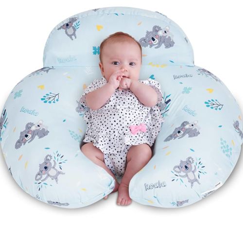 Nursing Pillow for Breastfeeding, Breastfeeding Pillows for More Support for Mom and Baby, with Plus Size Ergonomic Design and Removable Cotton Cover, Blue