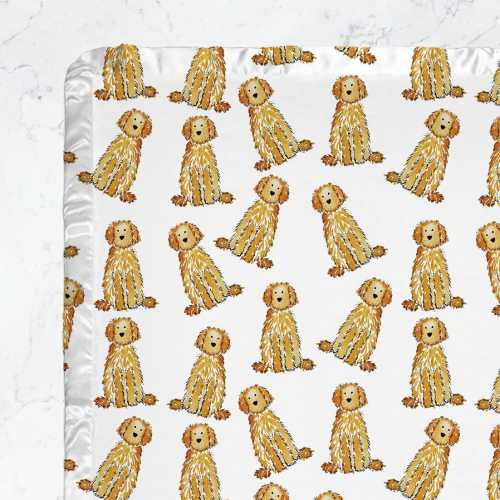 Watercolor Doodle Baby Minky Blanket with Satin Trim | Goldendoodle Baby Blanket, Labradoodle Minky Baby Blanket, Bernadoodle Baby Blanket