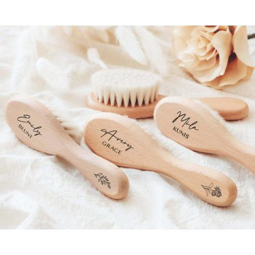 Personalized Baby Hair Brush Set Shower Gift | Engraved Baby Brush | Newborn Keepsake | New Mom Christmas Gifts | Baby Boy Girl Gift Set