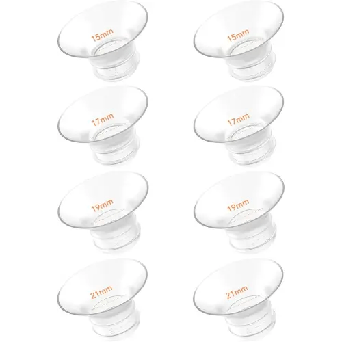 Flange Inserts - 8 Pack (15/17/19/21mm) - Compatible with Momcozy M5/M6/S12 Pro/S9 Pro/V1/V2,Spectra,Medela,Elvie,Lansinoh,24mm Breast Pump Replacement Pump Parts - BPA Free Silicone