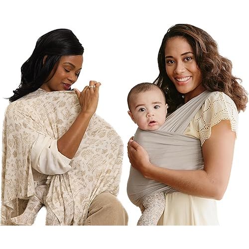 Solly Baby Wrap Carrier & Nursing Cover Bundle, Buttery-Soft & Lightweight Fabric, Postpartum Essential, Newborn Must Haves, Gift for New Mom, Spelt & Ecru Toile