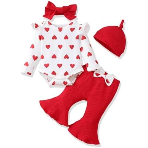 Newborn Baby Girl Clothes Infant Outfits Clothing Ruffle Romper Bell Bottoms Flared Pants Outfit Sets for Baby Girls