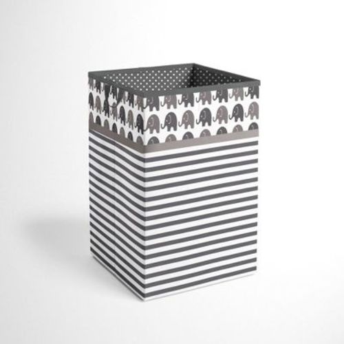 Bacati - Elephants White/Gray Collapsible Laundry Hamper