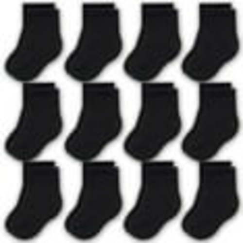CozyWay Baby Socks Crew Comfy Cotton Socks For Girls and Boys Babies Soft & Breathable Infant - 0-6 Months Unisex Black - 12 Pack
