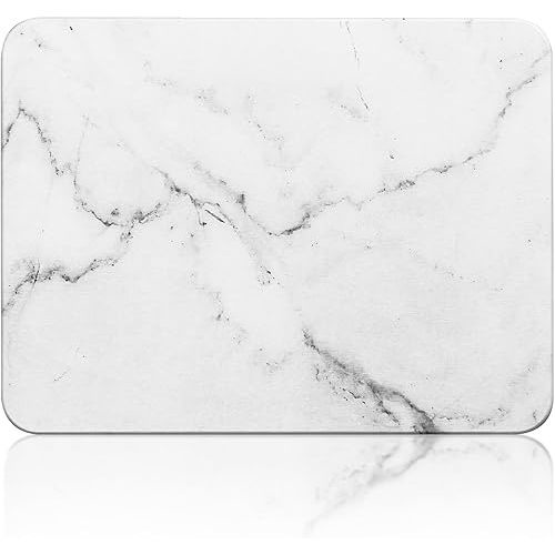 Stone Drying Mat for Kitchen Counter, Super Absorbent Diatomaceous Dish Drying Mat, Non-Slip Quick Dry Stone Dish Drying Mat 15.7 x 11.8 inch, White Marble