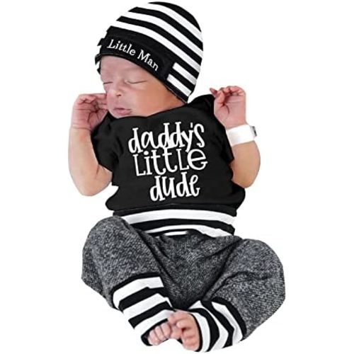 Newborn Infant Baby Clothes Long Sleeve Romper + Pants + Hat 3PCS Outfits Set