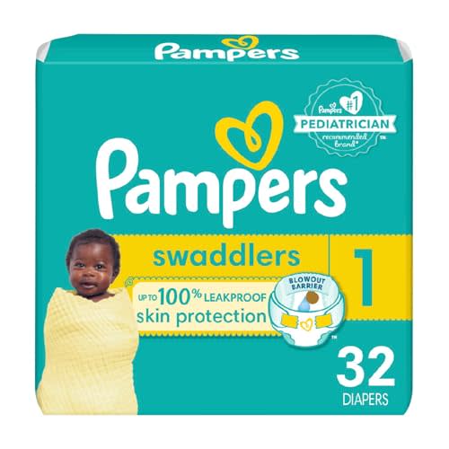 Pampers Baby Diapers - Swaddlers - Size 1, 32 Count, Ultra Absorbant Disposable Infant Diaper