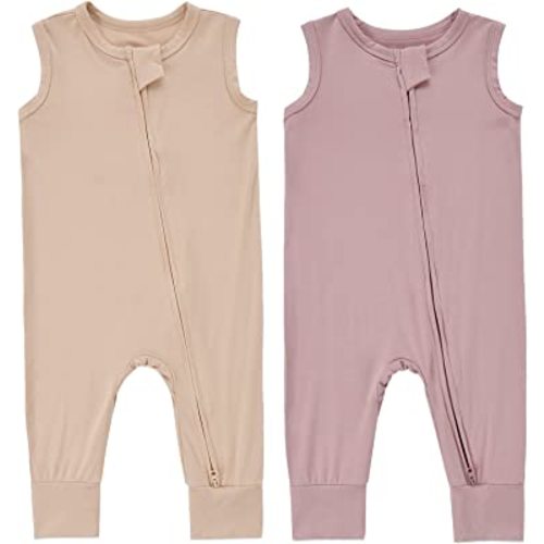Baby Sleeveless Romper Zipper Toddler Summer Jumpsuit Rayon from Bamboo Outfits Infant Footless Pajamas 0-24m