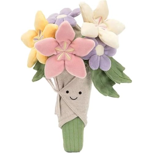 Cute Flower Bouquet Doll, Kawaii Smiling Flower Plush Stuffed Toy, Bouquet of Flowers Plushies, Valentine's Day Plush Flowers, Sweet Gifts for Wife, Girlfriend and Mom