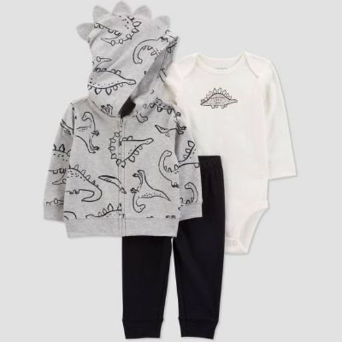 Carter's Just One You®️ Baby Boys' Dino Hoodie Top & Bottom Set - Gray 9m