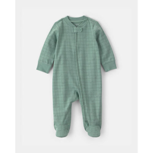 Baby Boy Dinosaur 100% Cotton 2-Way Zip Sleep & Play Pajamas - Green | Carter's