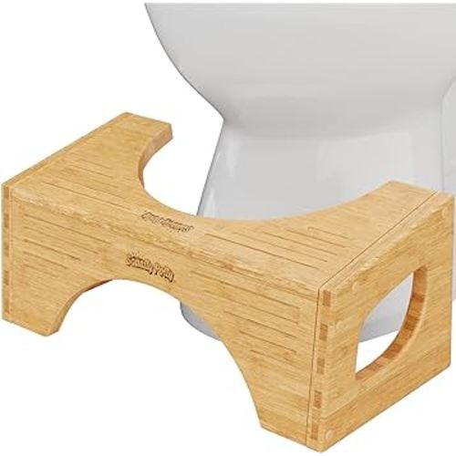 Squatty Potty The Original Toilet Stool - Bamboo Flip, 7" and 9" Adjustable Heights, Brown - Improve Bathroom Posture and Comfort