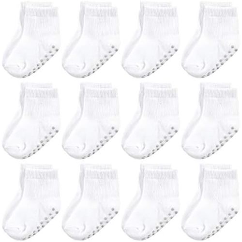 Touched by Nature Baby Girls' Organic Cotton Socks with Non-Skid Gripper for Fall Resistance