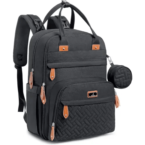 BabbleRoo Diaper Bag Backpack - Baby Essentials Travel Tote - Multi Function Waterproof Diaper Bag, Travel Essentials Baby Bag with Changing Pad, Stroller Straps & Pacifier Case - Unisex, Black