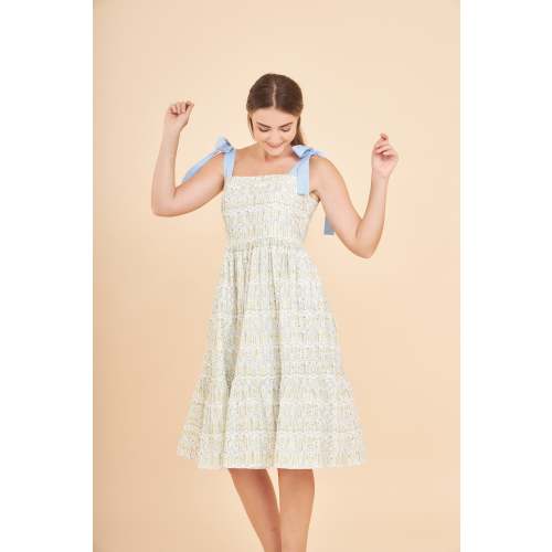 Julia Midi Dress (V.2.0) with Nursing Zippers in Botanical Meadow