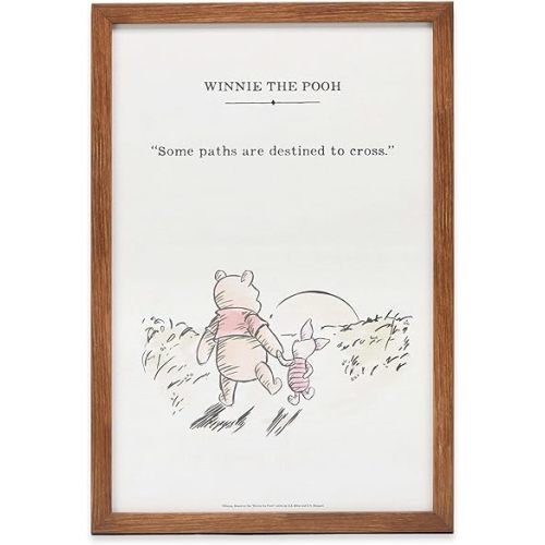 Disney Winnie the Pooh Paths Destined to Cross Framed Wood Wall Decor - Large Classic Winnie the Pooh Picture for Kids' Bedroom or Nursery