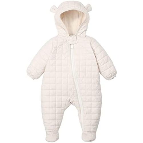 DDY Baby Girl Boy Snowsuit 0-3 Months Down Jacket Hooded Romper Jumpsuit Infant Onesie Winter Outwear Grey