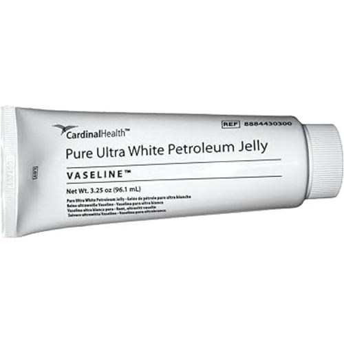 5 Pack Medical Grade Vaseline Pure Ultra White Petroleum Jelly, 3.25 oz (97.5 mL) Tubes ONLY by Kendall/Covidien