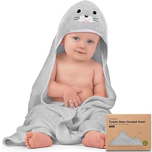 KeaBabies Baby Hooded Towel - Viscose from Bamboo Baby Towel, Infant Towels, Large Hooded Towel, Organic Baby Bath Towel with Hood for Girls, Babies, Newborn Boys, Toddler(Seal)