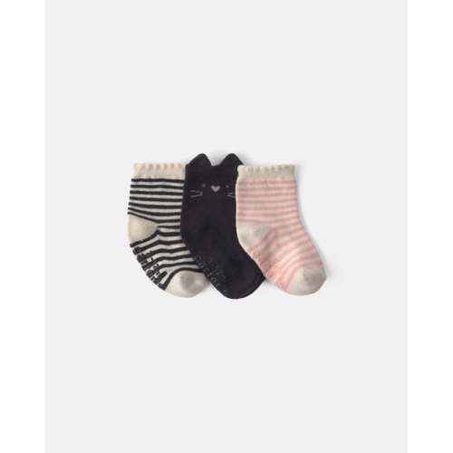 Baby Girl 3-Pack Halloween Cat Booties - Black/Pink | Carter's