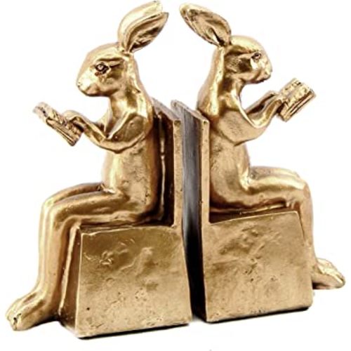 Bellaa 22883 Rabbit Bookends Studious Reading Bunny 7 Inch